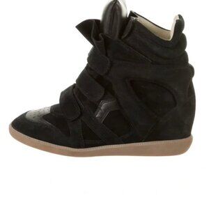 ISABEL MARANT Women’s Bekett High Top Wedge Sneakers Beige EU 40 US 8.5